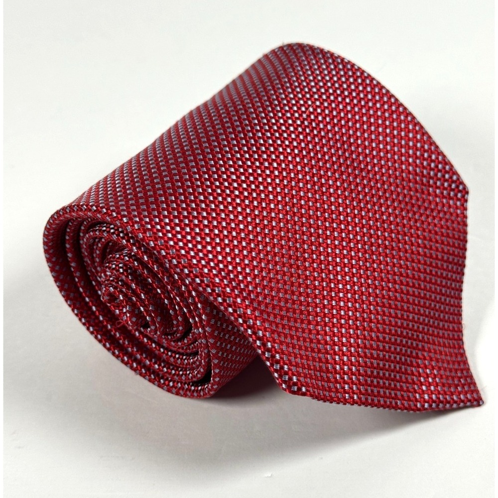 Grant Thomas‎ Silk Tie Red Blue Micro Check Hand Sewn Made in USA Classic